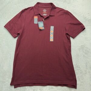 NEW St. John's Bay Polo Mens M Burgundy Performance Quick Dry Short Sleeve Shirt